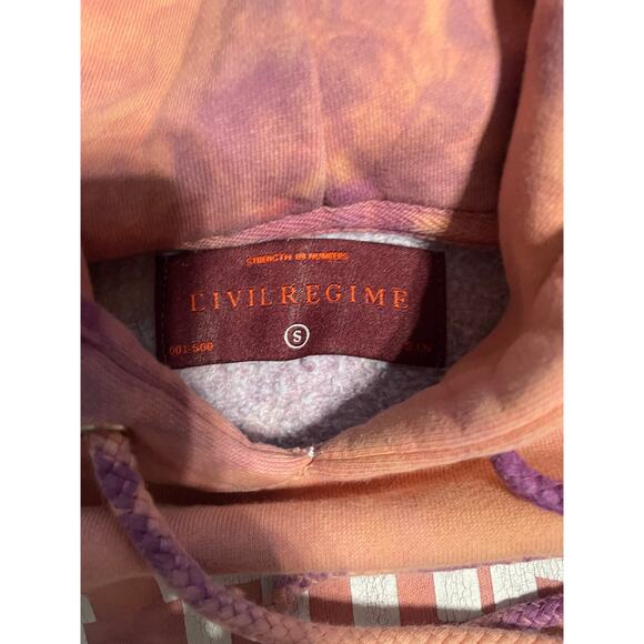 Civil Regime Wild Daisies Purple/Peach  Tie Dye Floral Script Hoodie Size SM - Picture 8 of 8